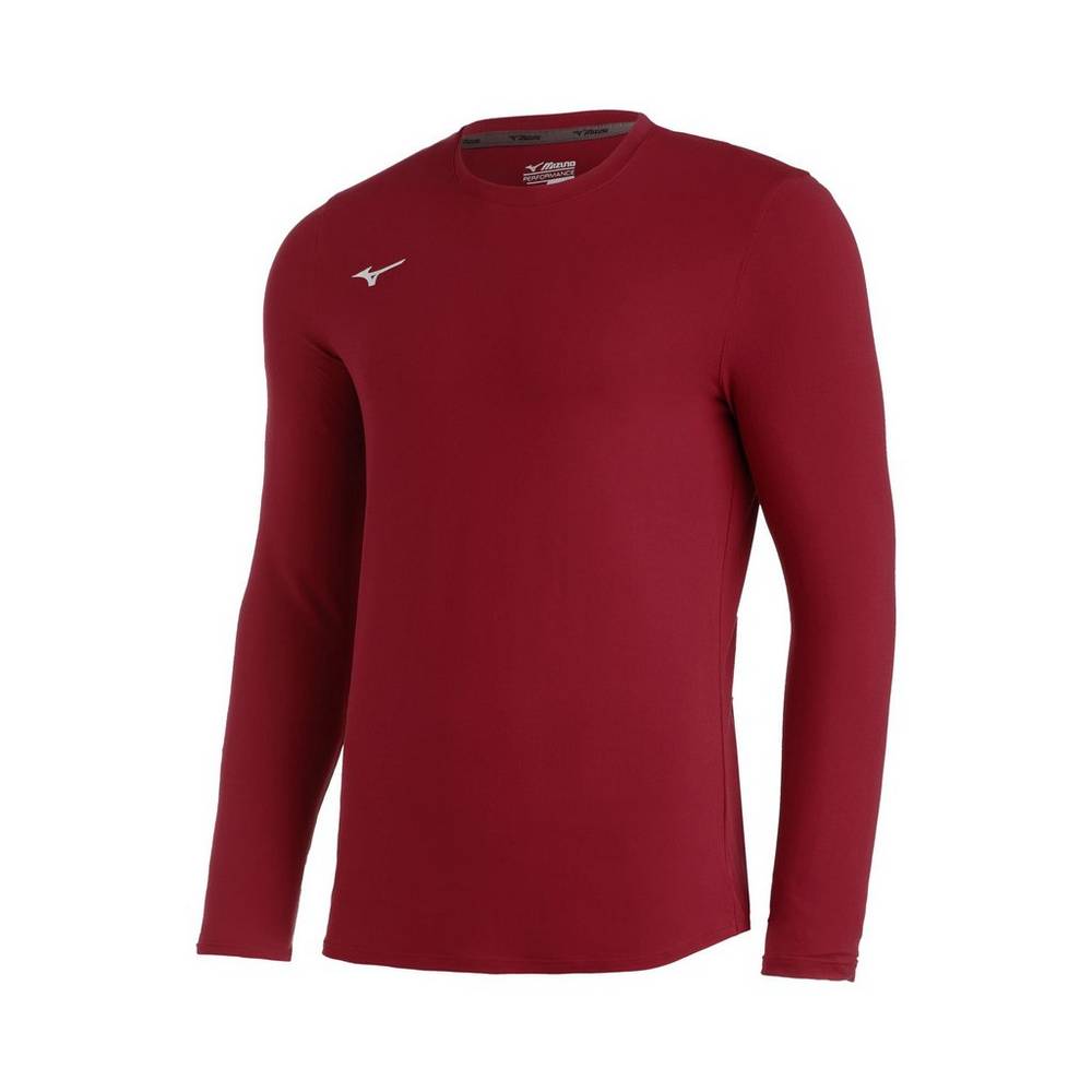 Maglie Running Mizuno Baseball Comp Diamond Long Sleeve Crew Uomo - Bordeaux - 51893-XGMF